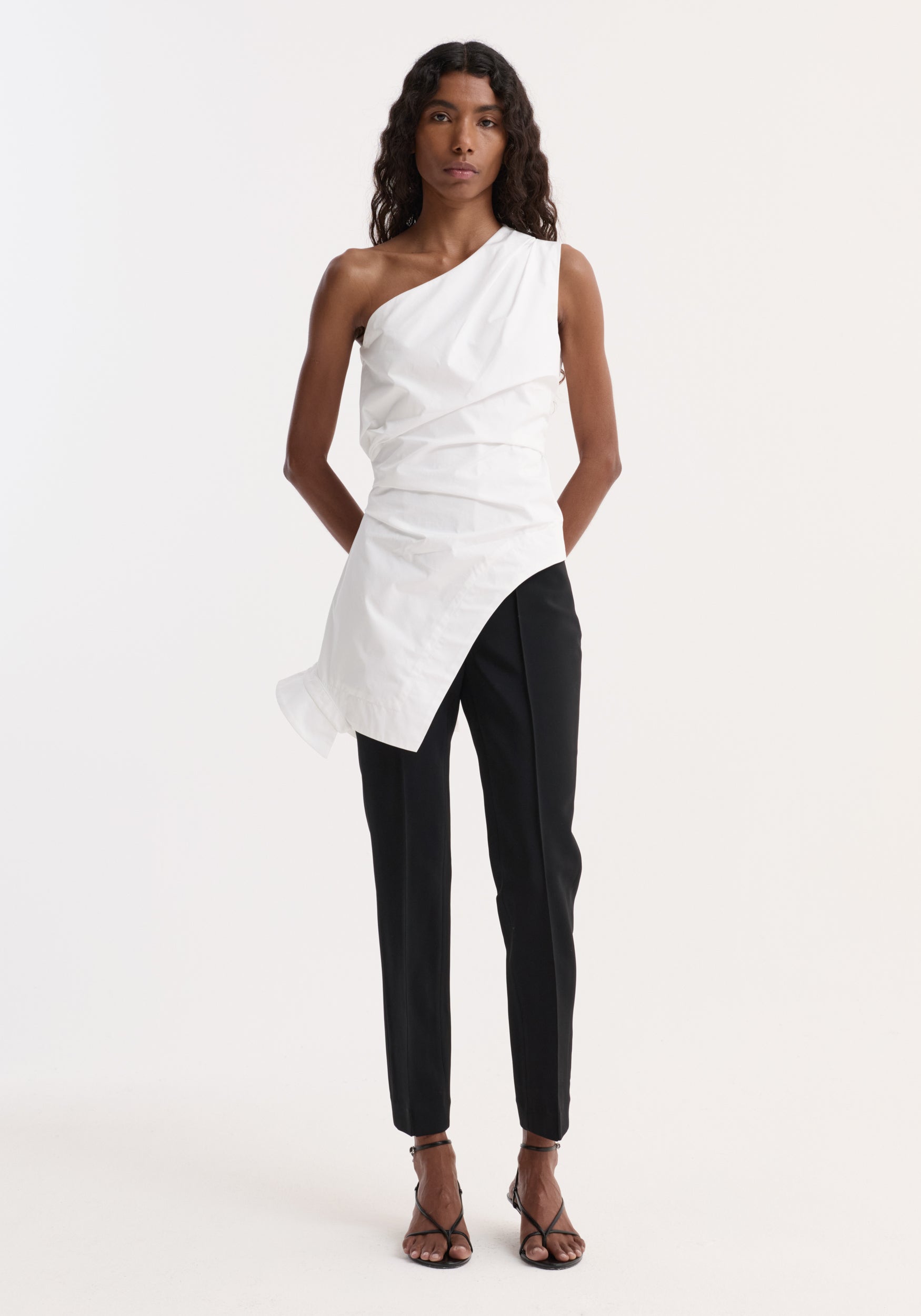Reimagined one shoulder top | optic white