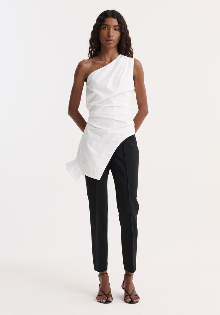 Reimagined one shoulder top | optic white