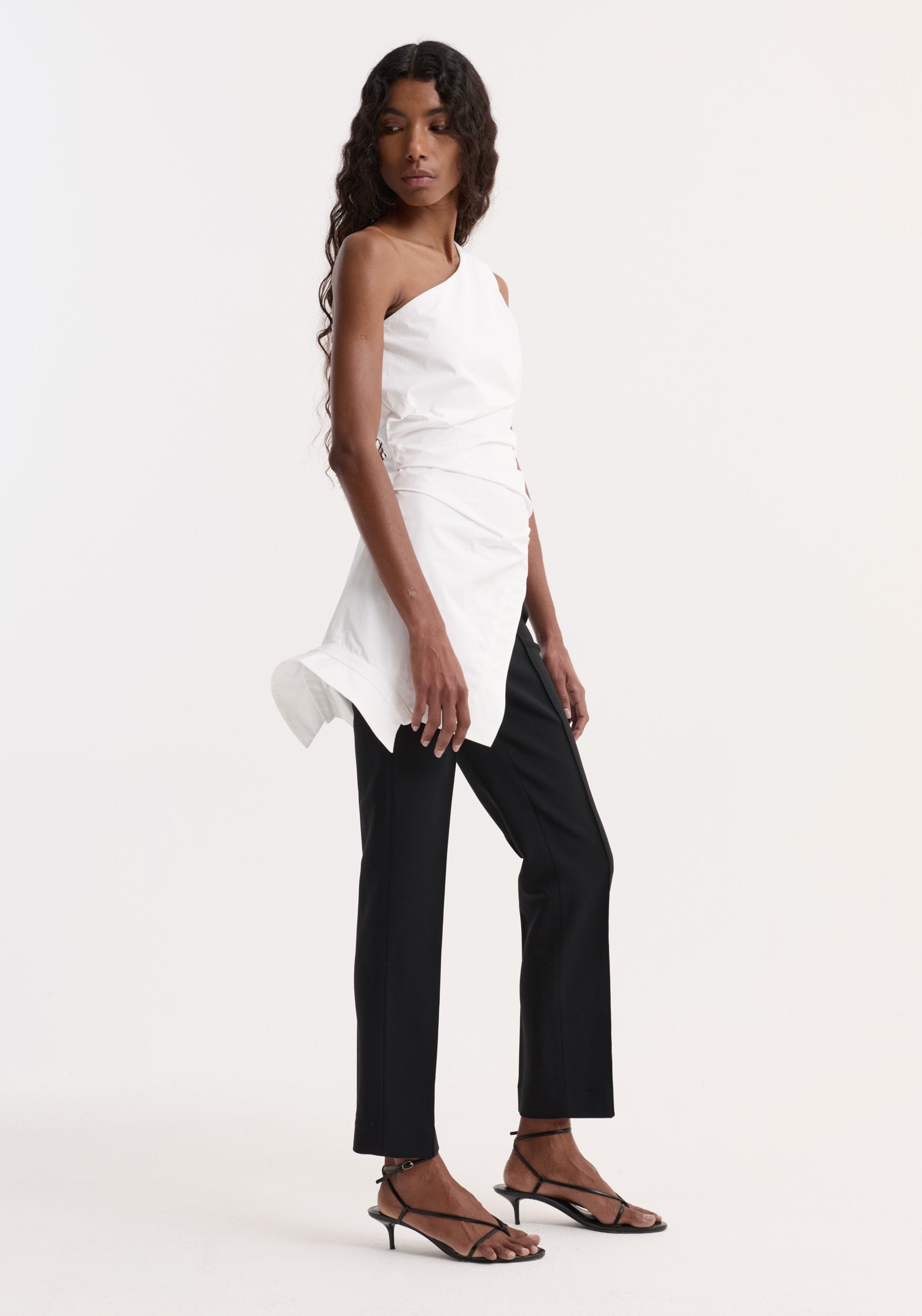 Reimagined one shoulder top | optic white