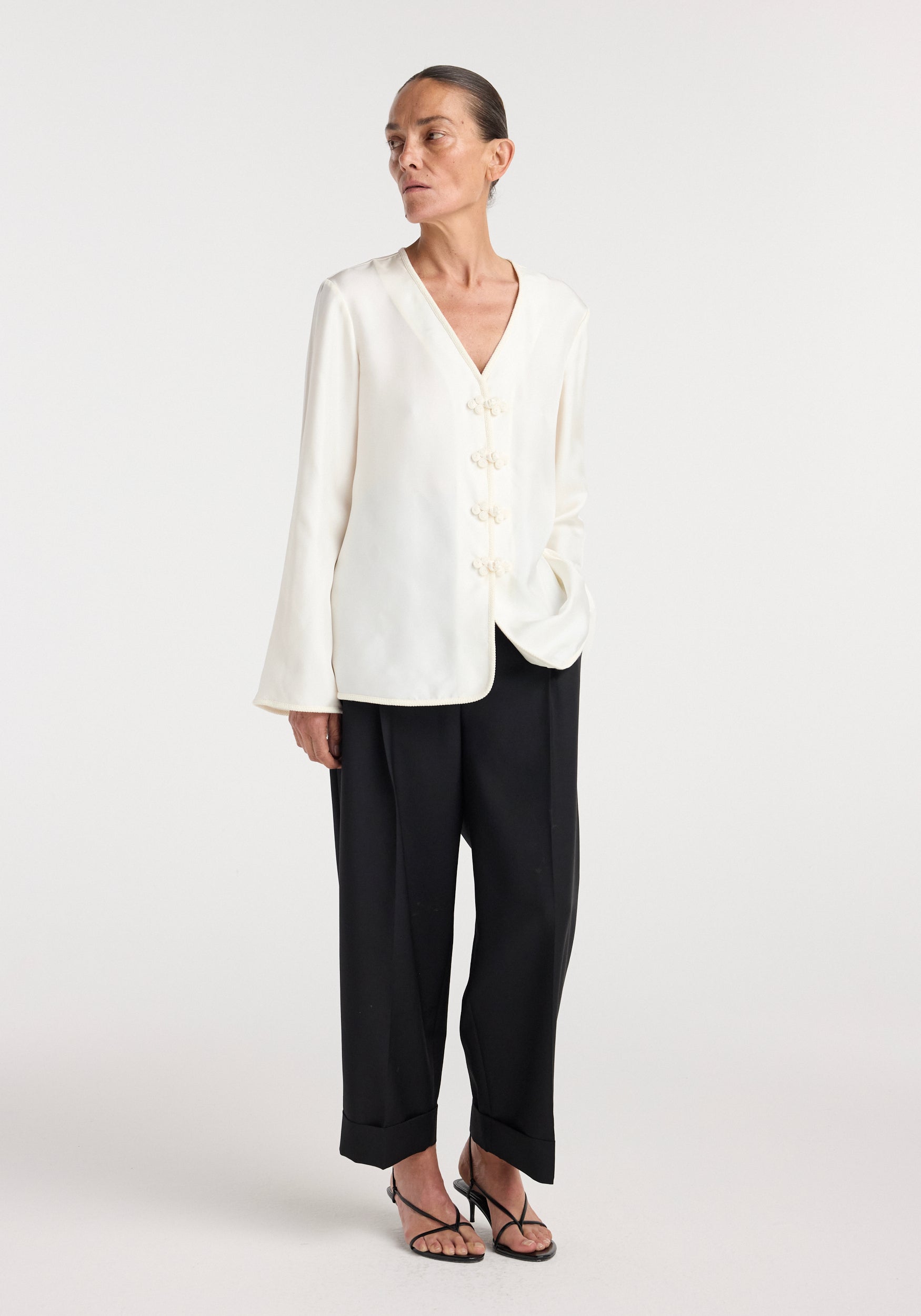 Pankou closure silk top | cream