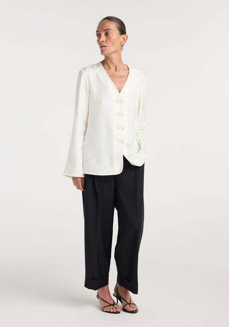 Pankou closure silk top | cream