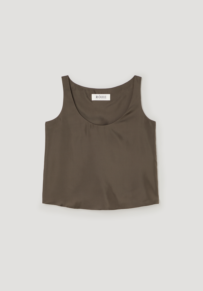 Silk scoop-neck top | earth