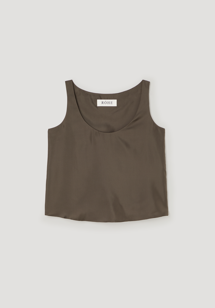 Silk scoop-neck top | earth