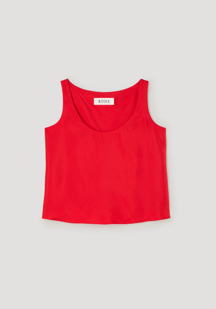 Silk scoop-neck top | red