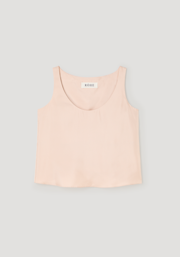 Silk scoop-neck top | rose