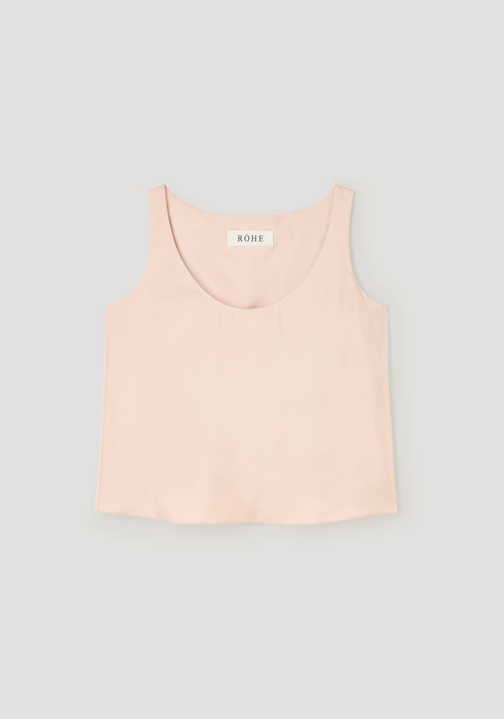 Silk scoop-neck top | rose
