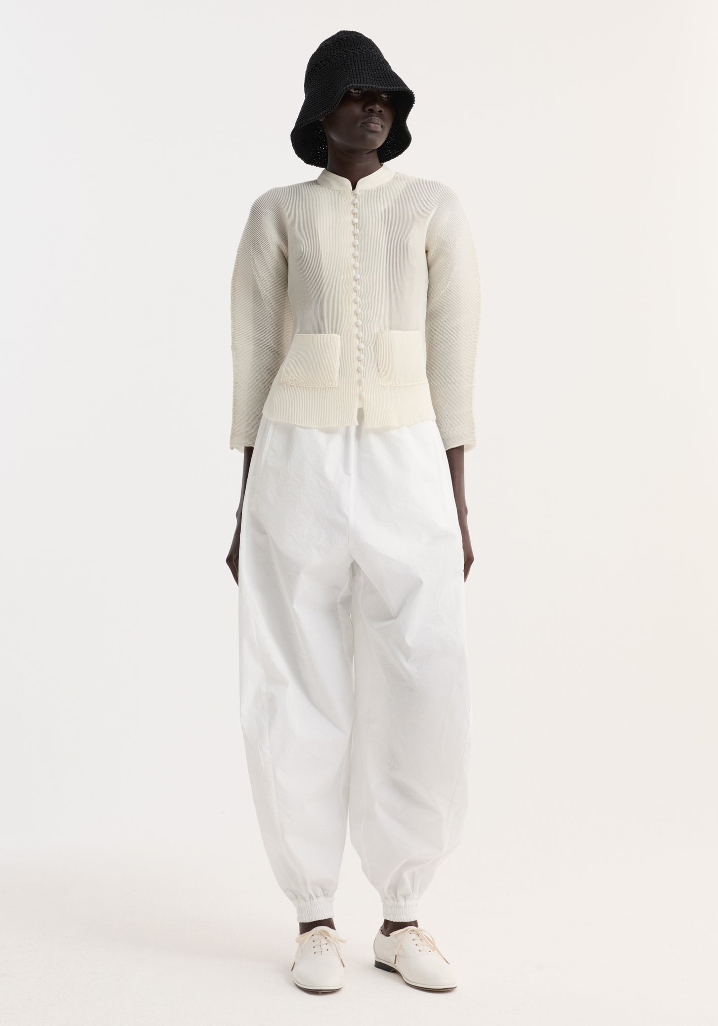 Plissé cardigan | cream