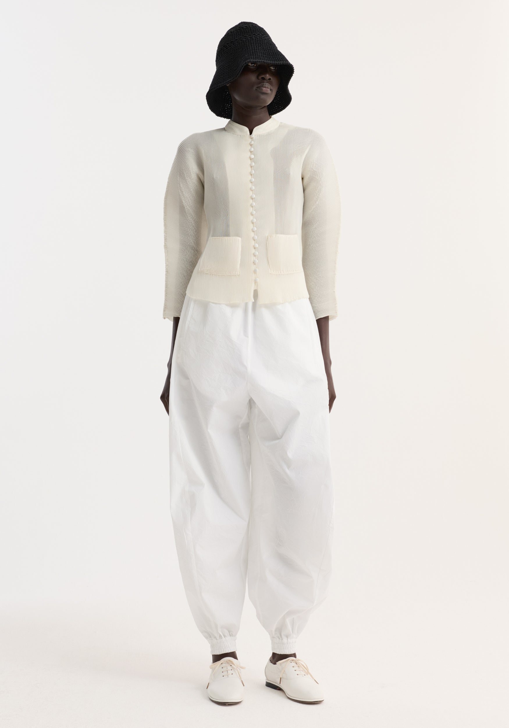 Plissé cardigan | cream
