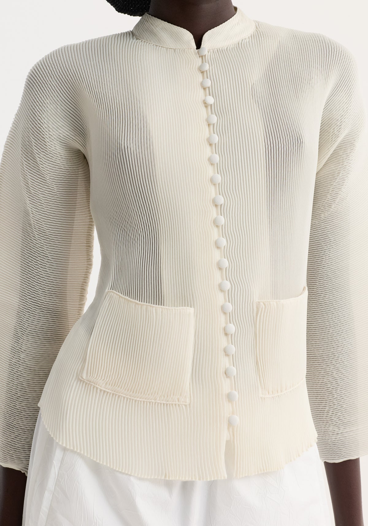 Plissé cardigan | cream