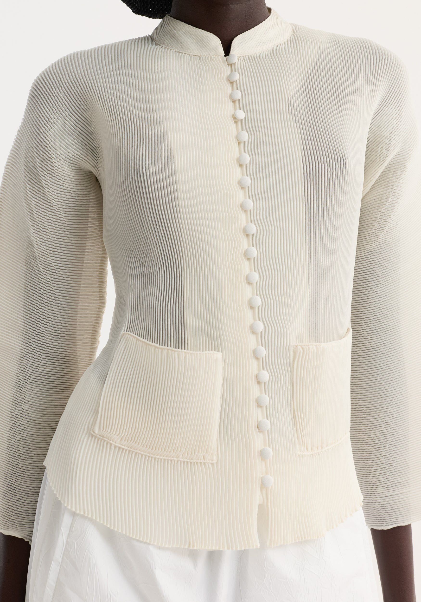 Plissé cardigan | cream