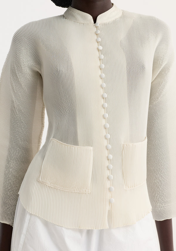 Plissé cardigan | cream