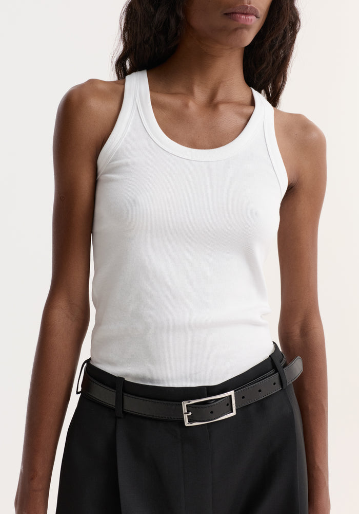 Scoop-neck rib top | optic white