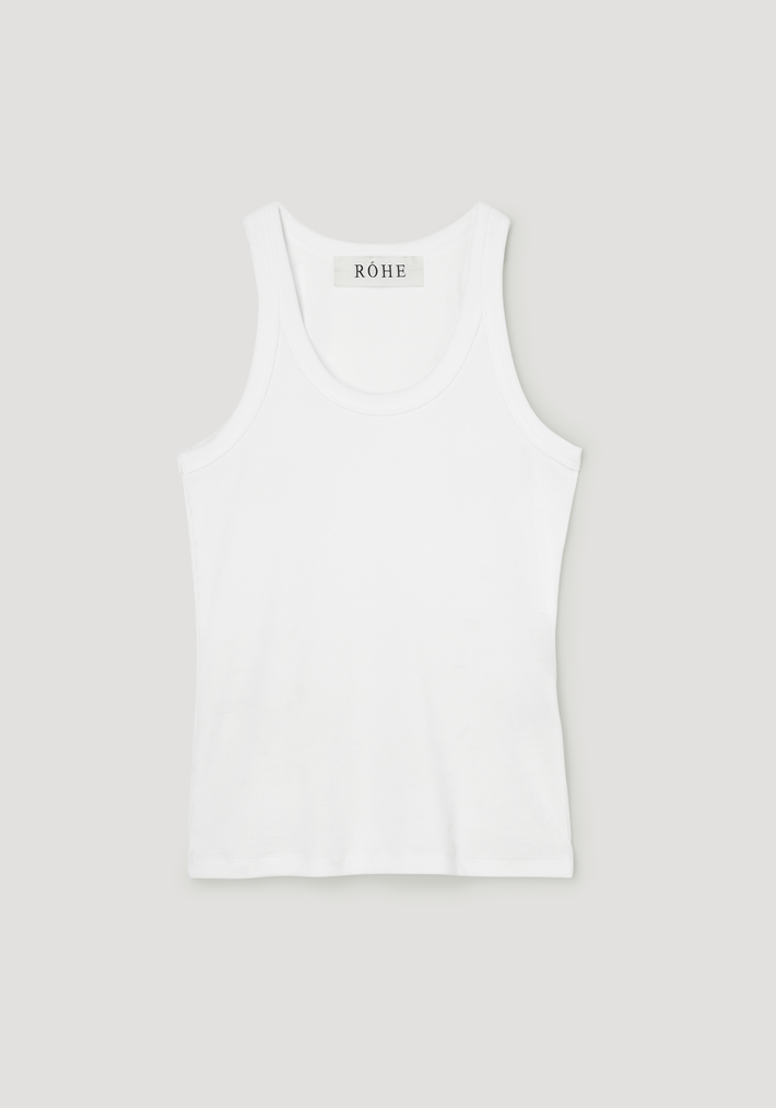 Scoop-neck rib top | optic white