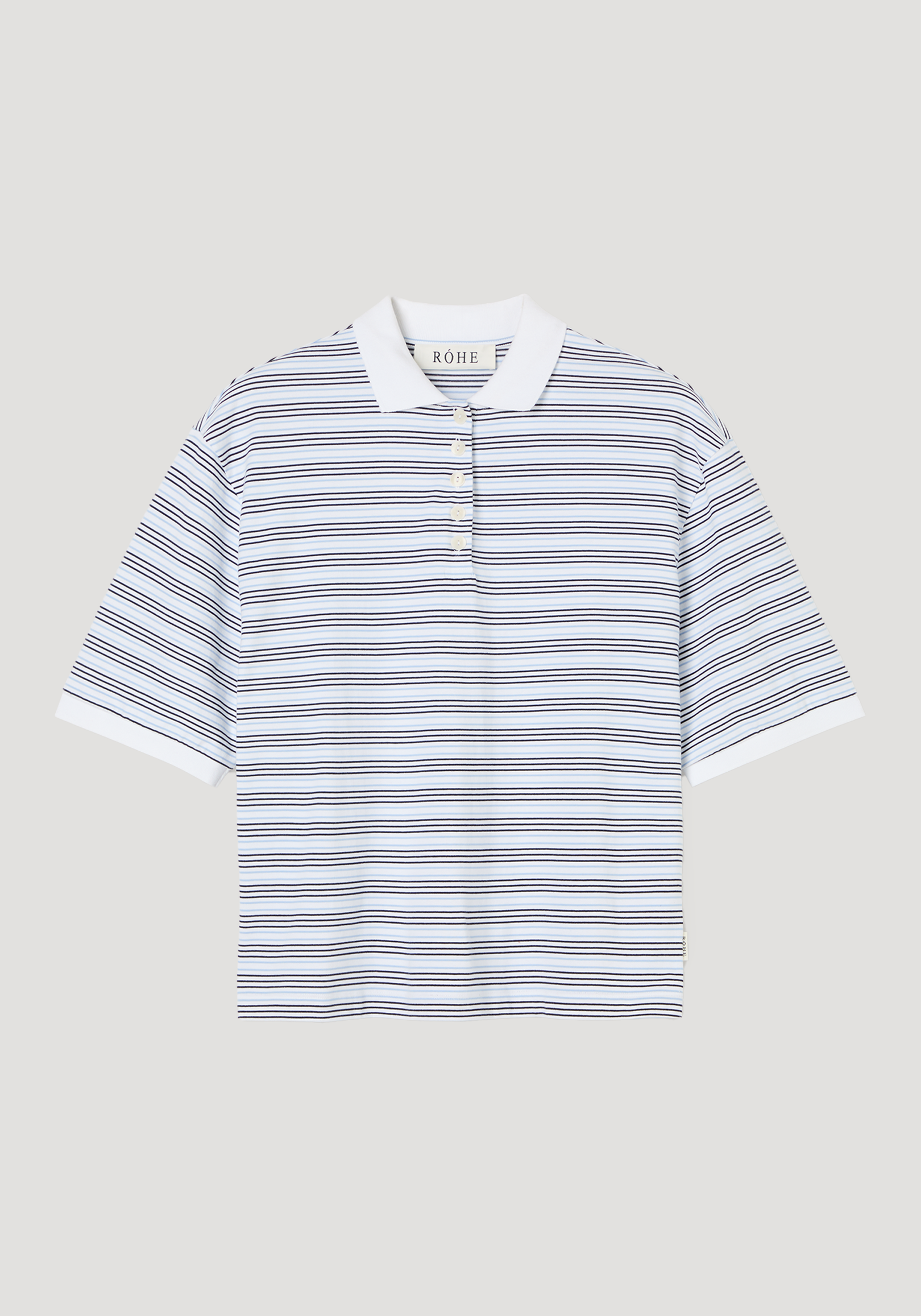 Striped oversized polo | white / blue multi stripe