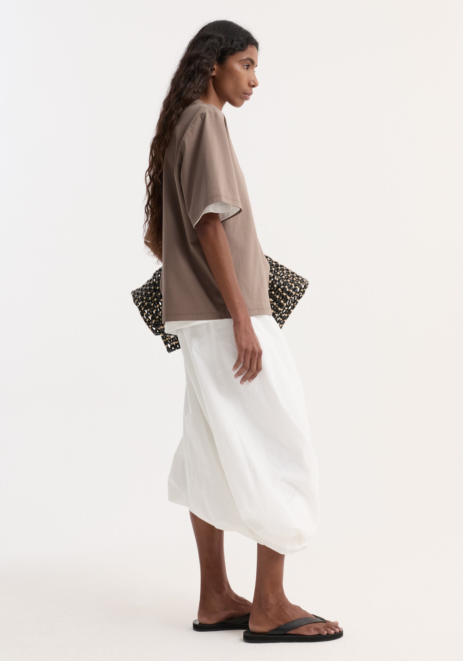 Oversized cotton silk t-shirt | taupe
