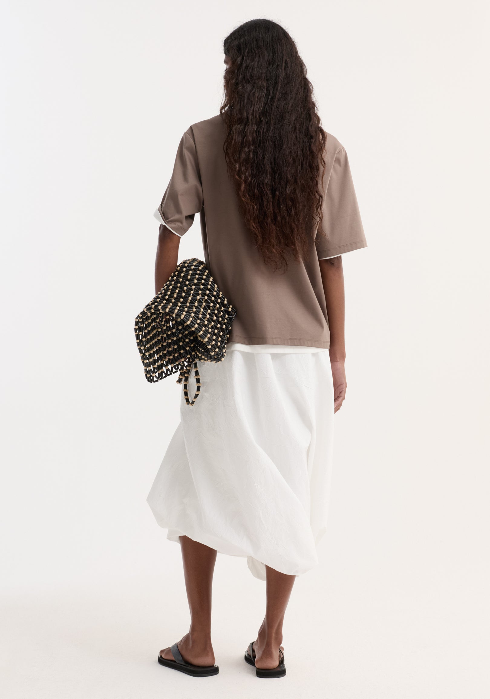 Oversized cotton silk t-shirt | taupe