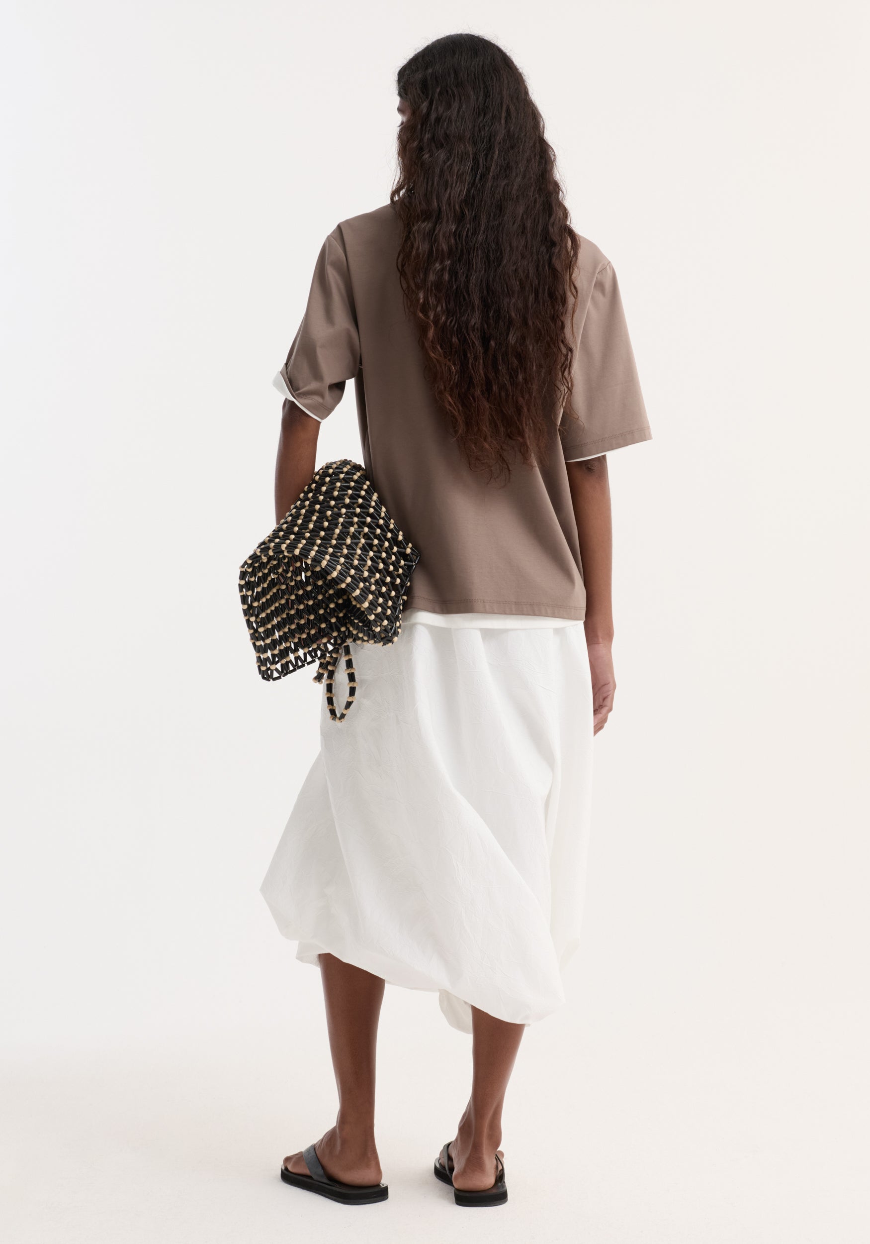 Oversized cotton silk t-shirt | taupe