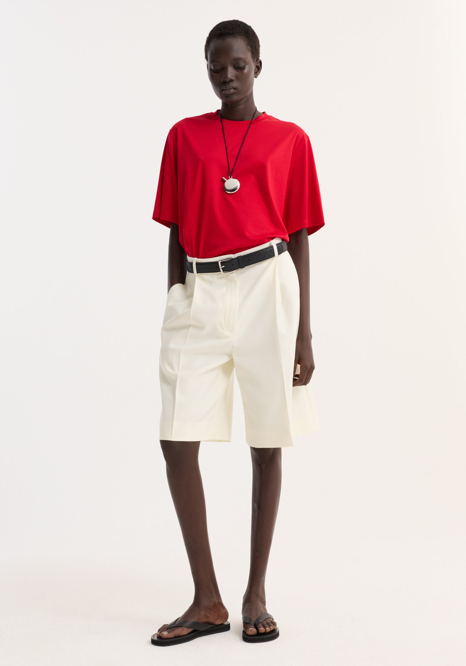 Oversized cotton silk t-shirt | red