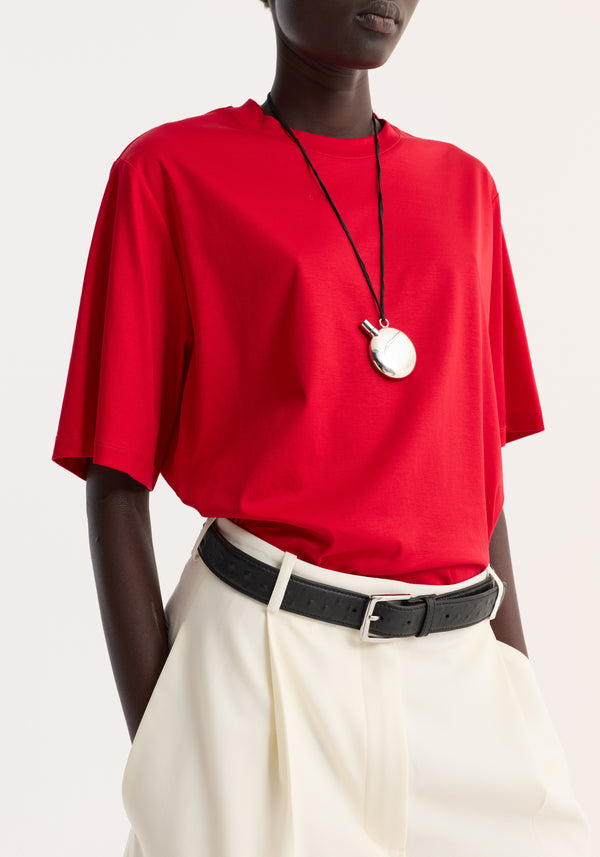 Oversized cotton silk t-shirt | red