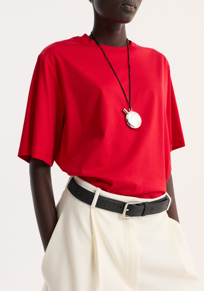 Oversized cotton silk t-shirt | red