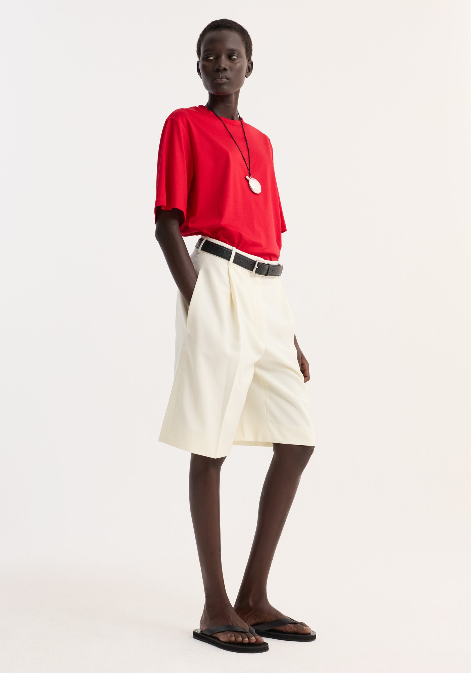 Oversized cotton silk t-shirt | red