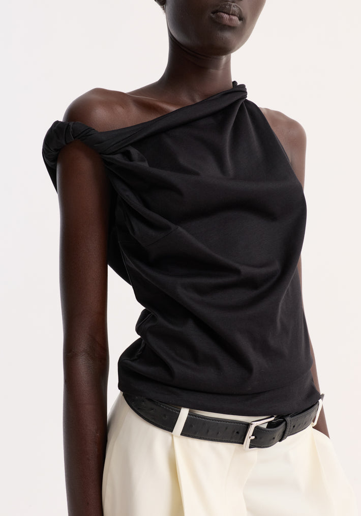 Sculptural cotton silk top | black