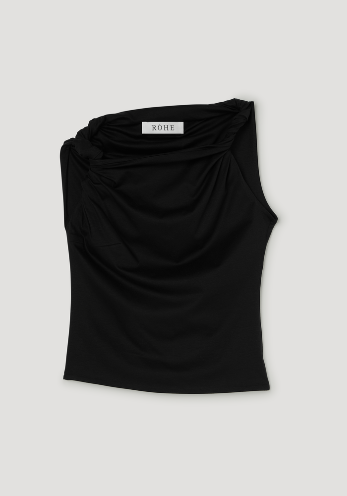 Sculptural cotton silk top | black