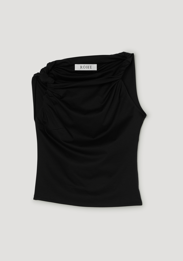 Sculptural cotton silk top | black