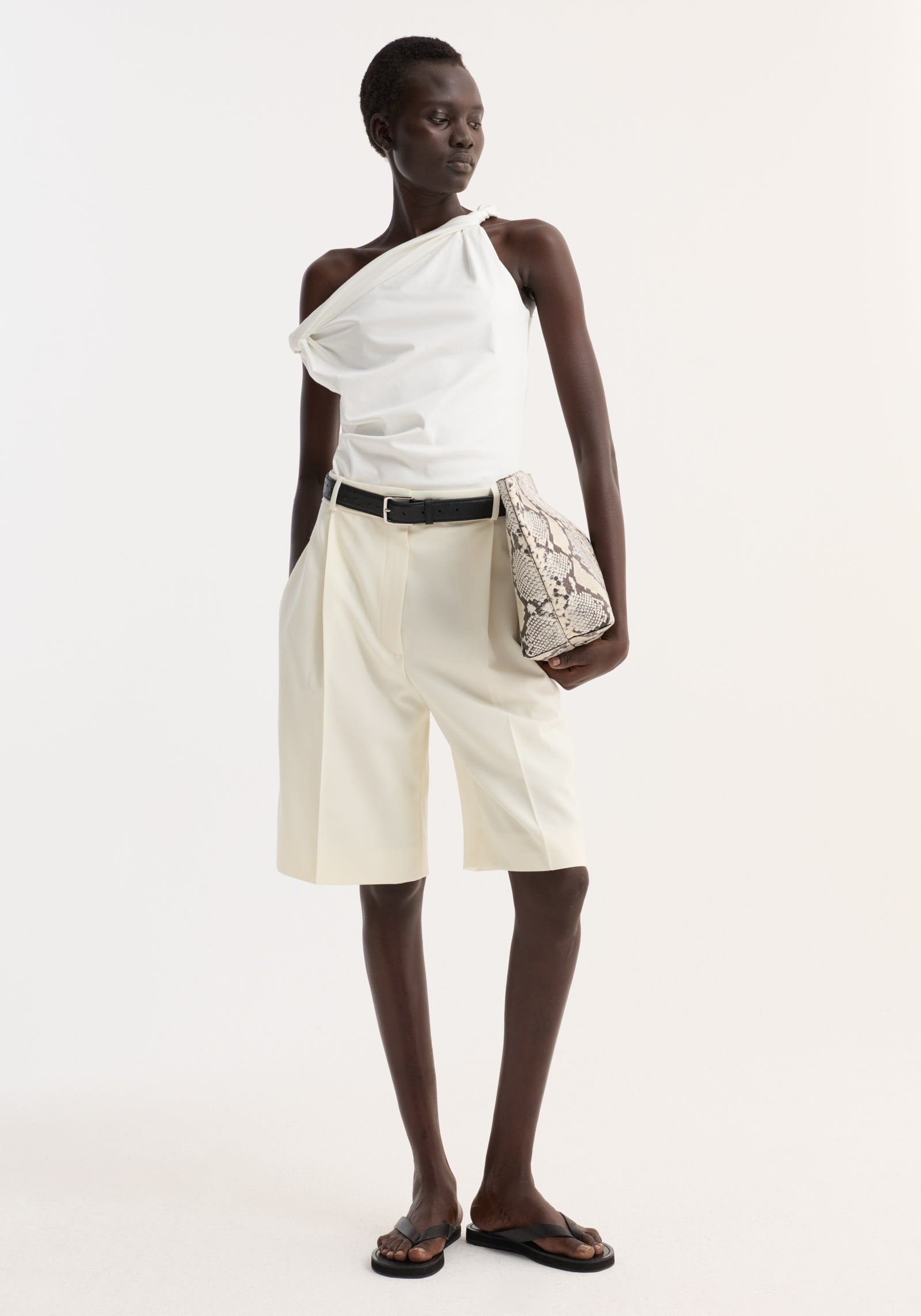 Sculptural cotton silk top | off white