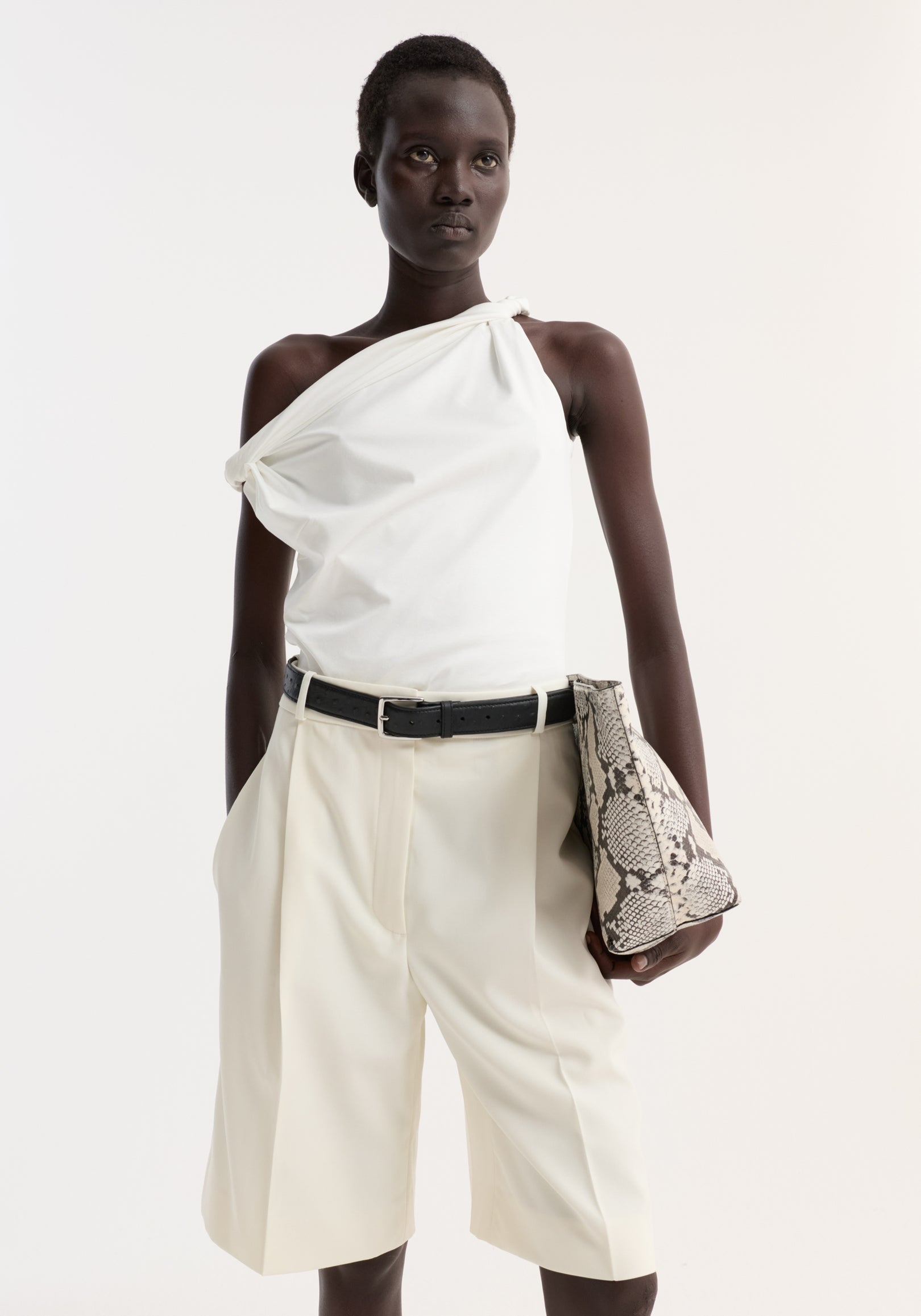 Sculptural cotton silk top | off white