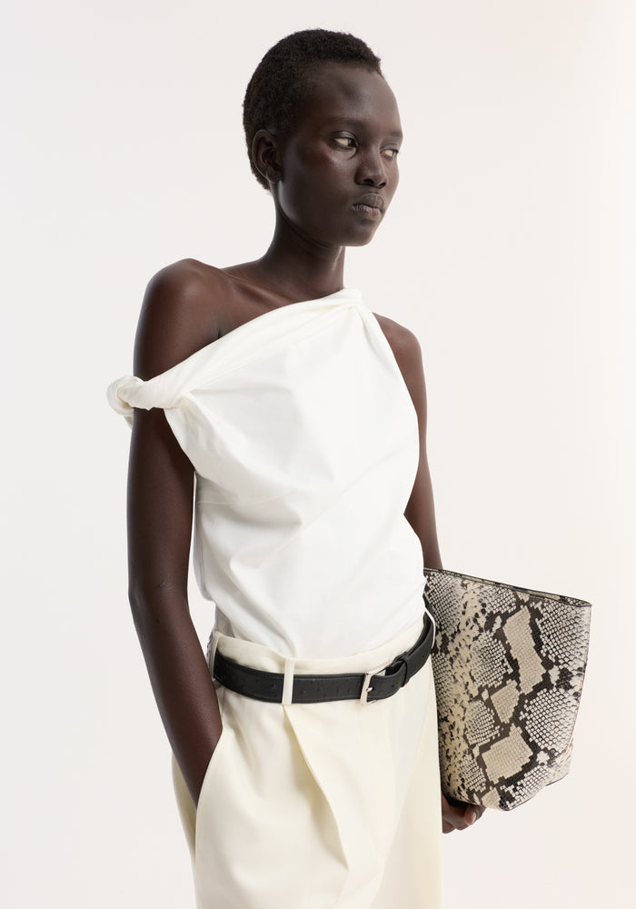 Sculptural cotton silk top | off white