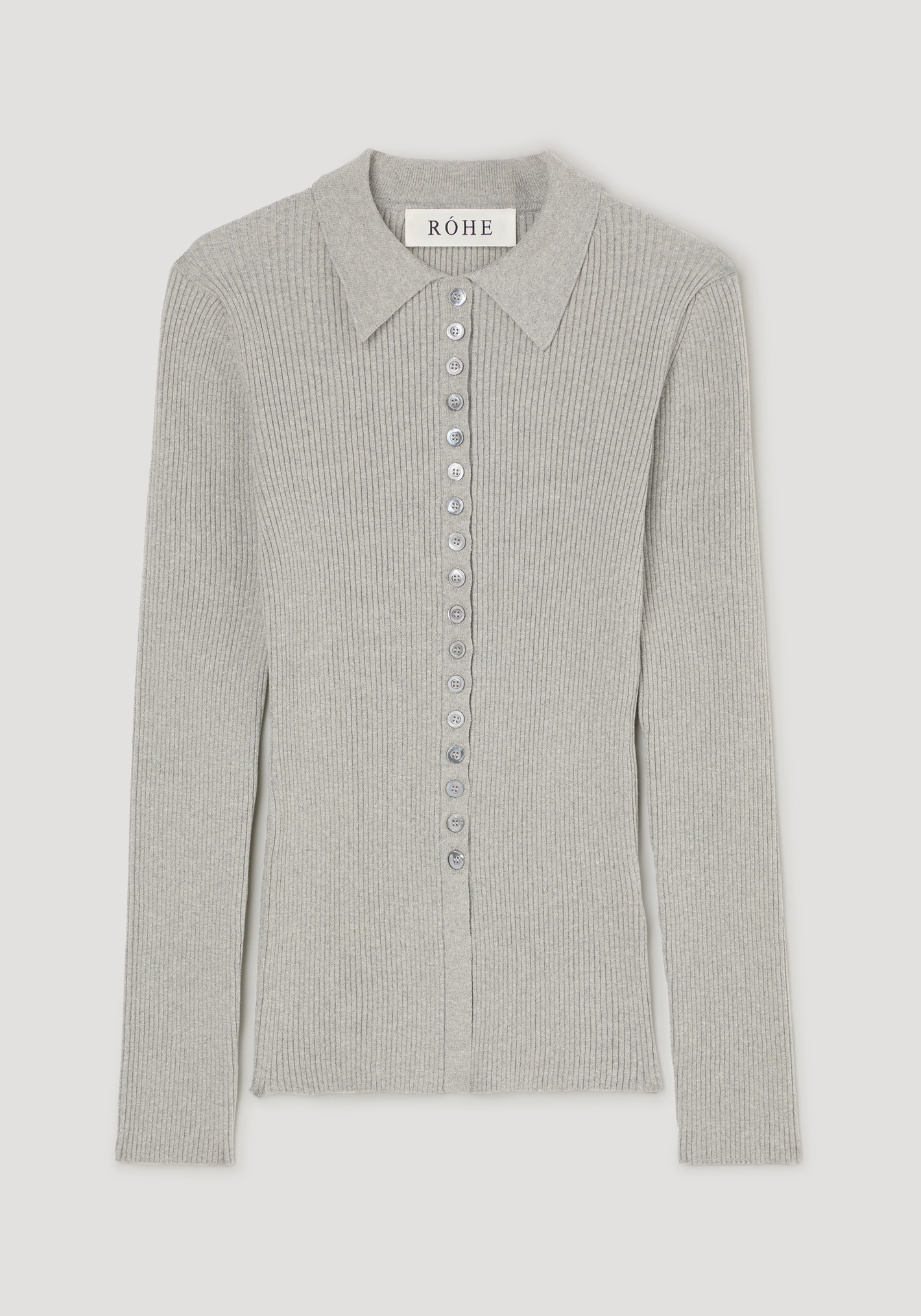 Elongated rib cardigan | light grey melange