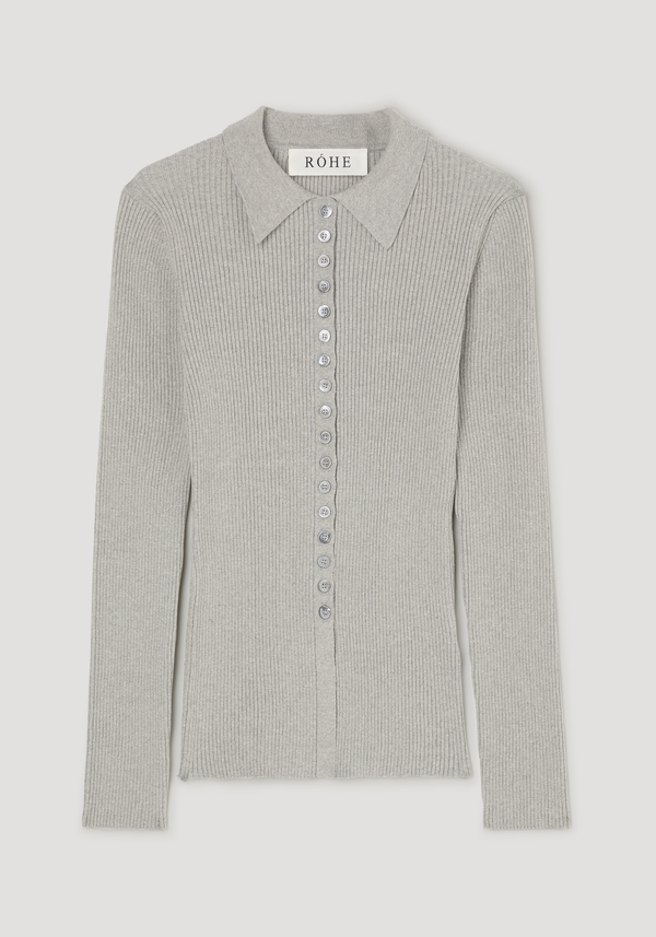 Elongated rib cardigan | light grey melange