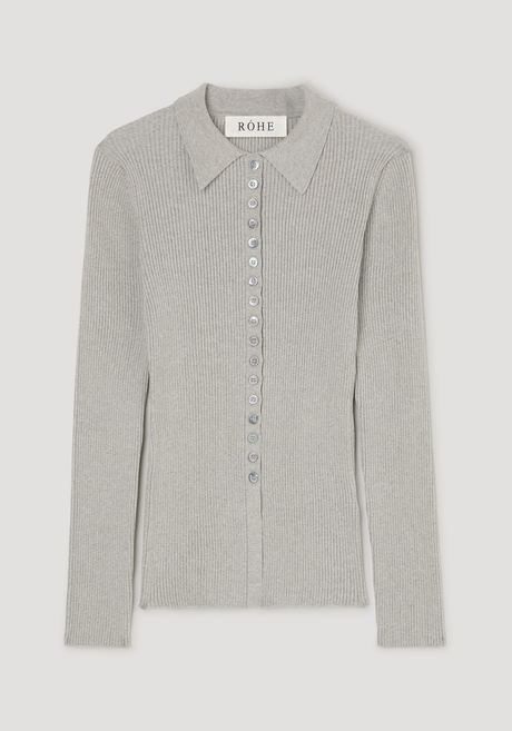 Elongated rib cardigan | light grey melange