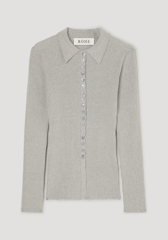 Elongated rib cardigan | light grey melange