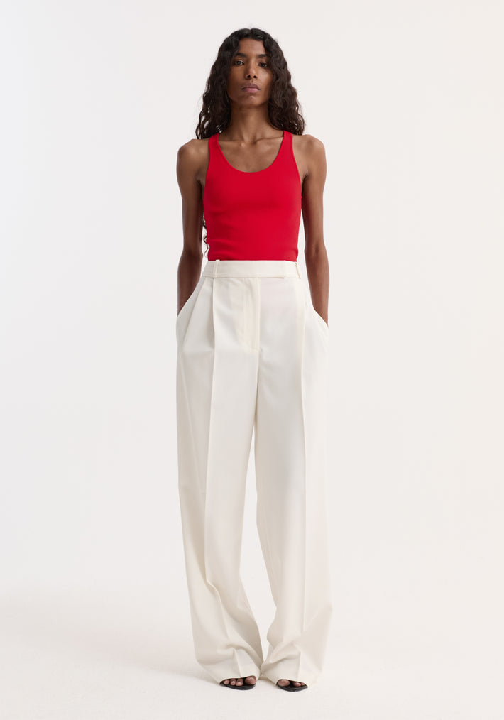 Scoop neck knitted top | red