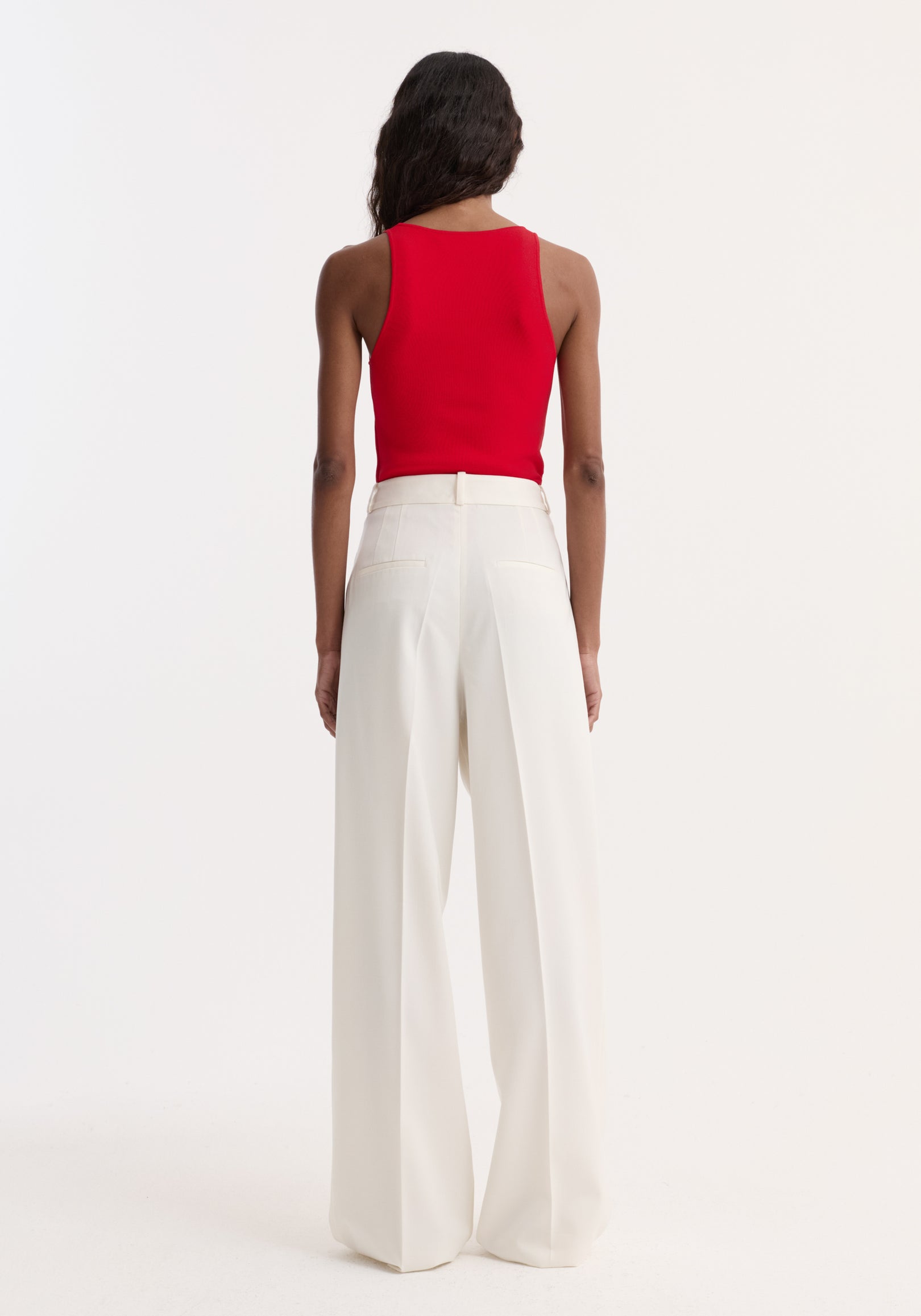 Scoop neck knitted top | red