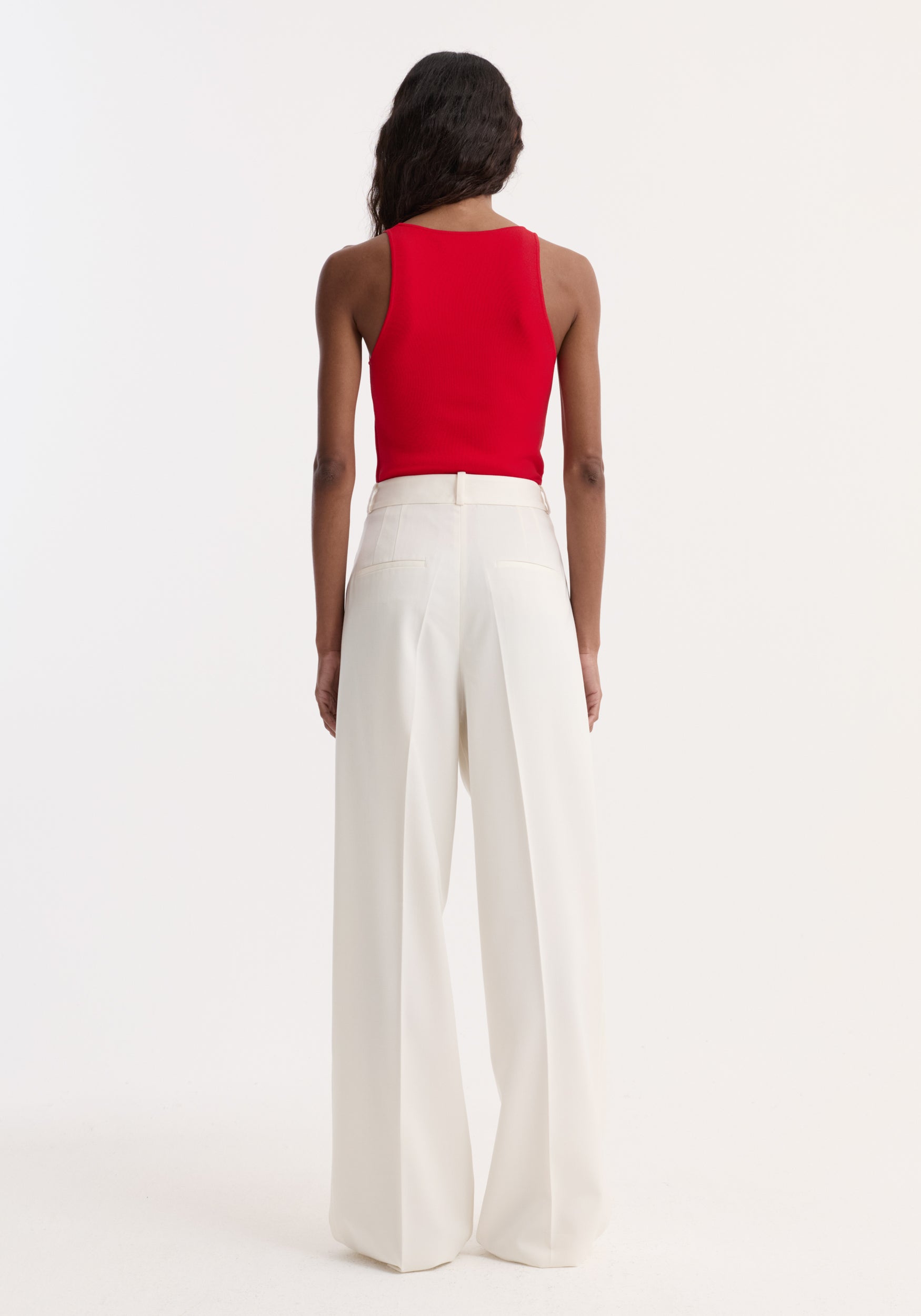 Scoop neck knitted top | red
