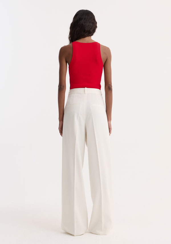 Scoop neck knitted top | red
