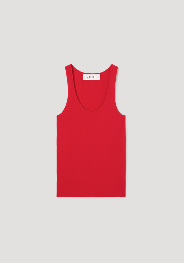Scoop neck knitted top | red