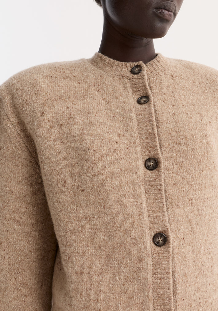 Fine merino tweed cardigan | oat melange