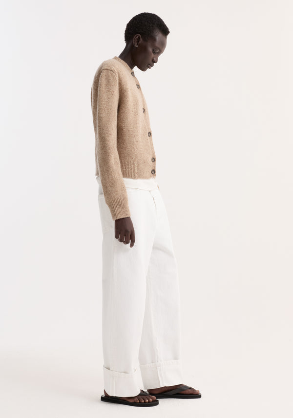 Fine merino tweed cardigan | oat melange