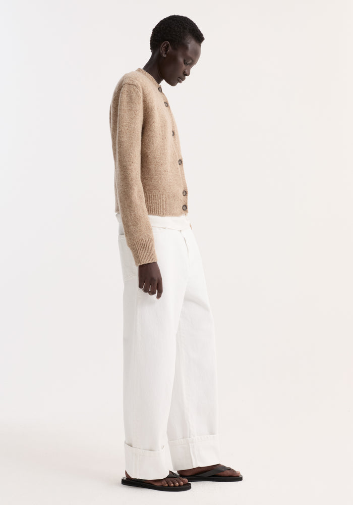 Fine merino tweed cardigan | oat melange