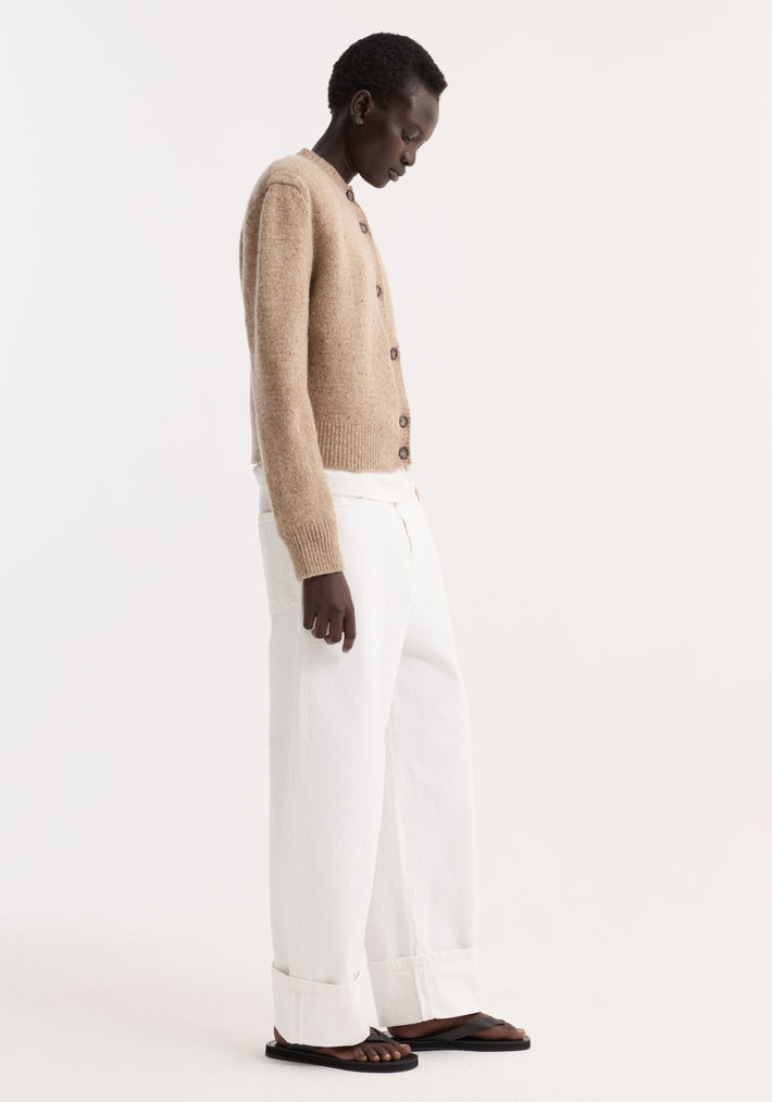 Fine merino tweed cardigan | oat melange