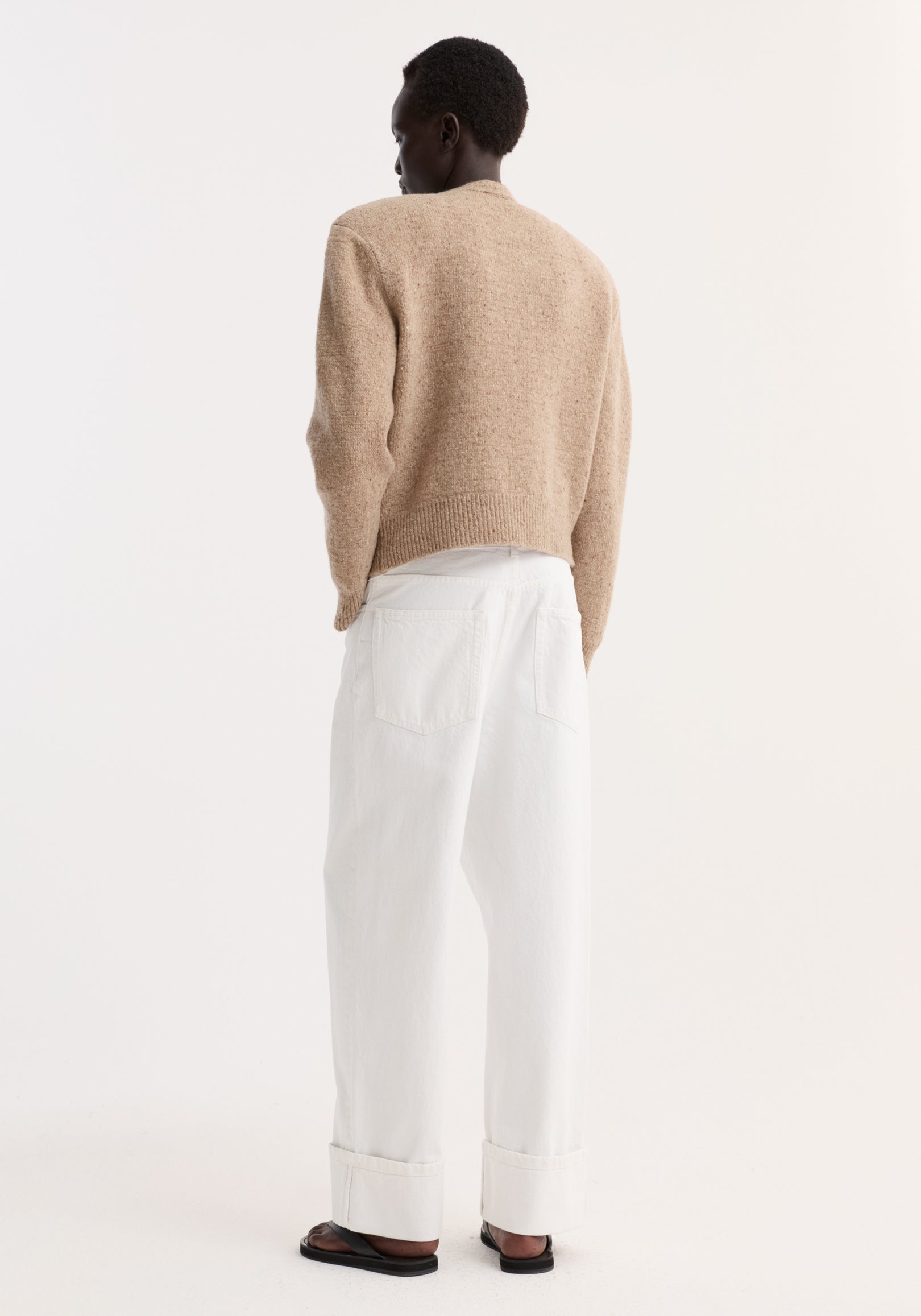 Fine merino tweed cardigan | oat melange