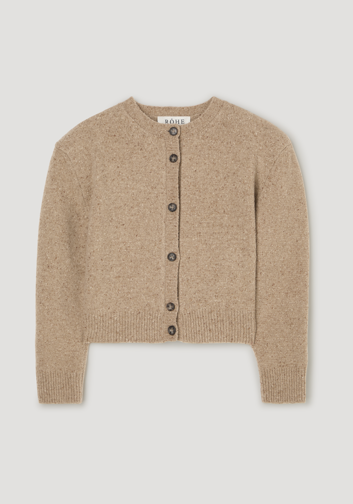 Fine merino tweed cardigan | oat melange