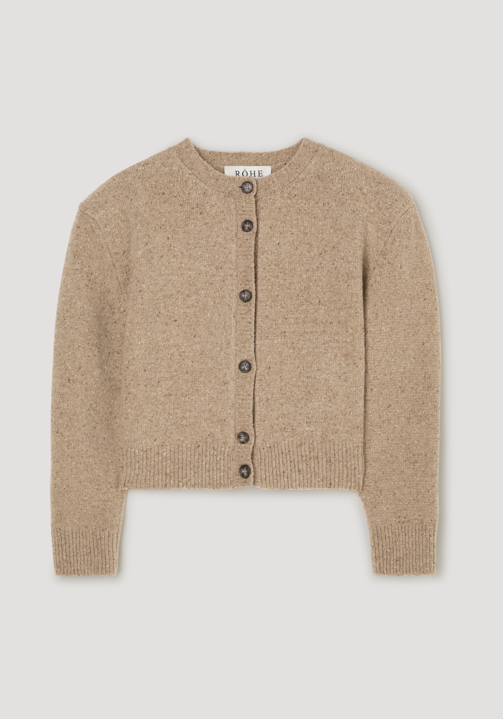Fine merino tweed cardigan | oat melange