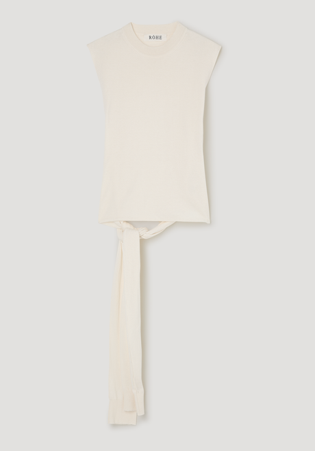 Open back knitted wrap top | off white