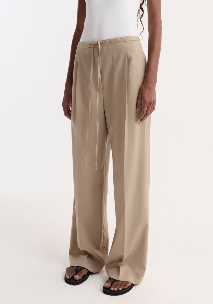 Relaxed drawstring trousers | beige