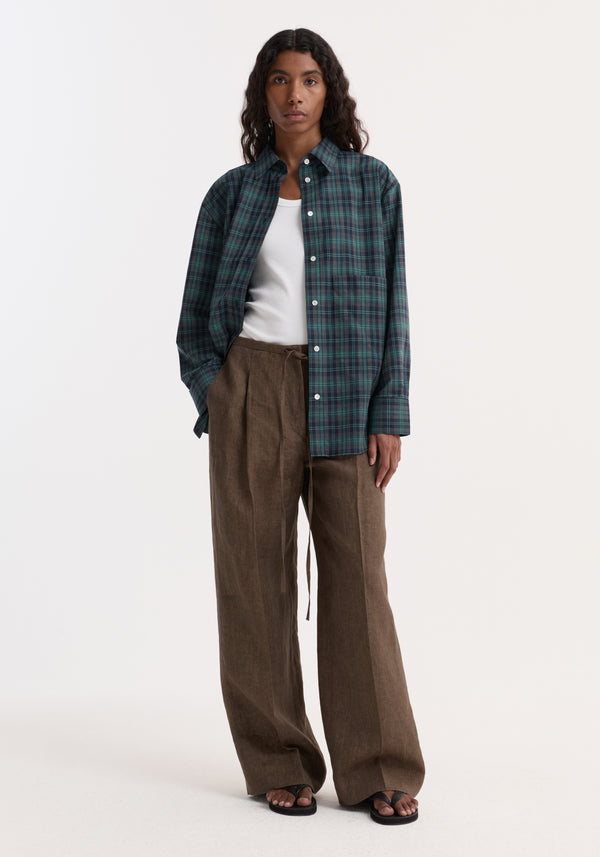 Relaxed drawstring trousers | brown melange